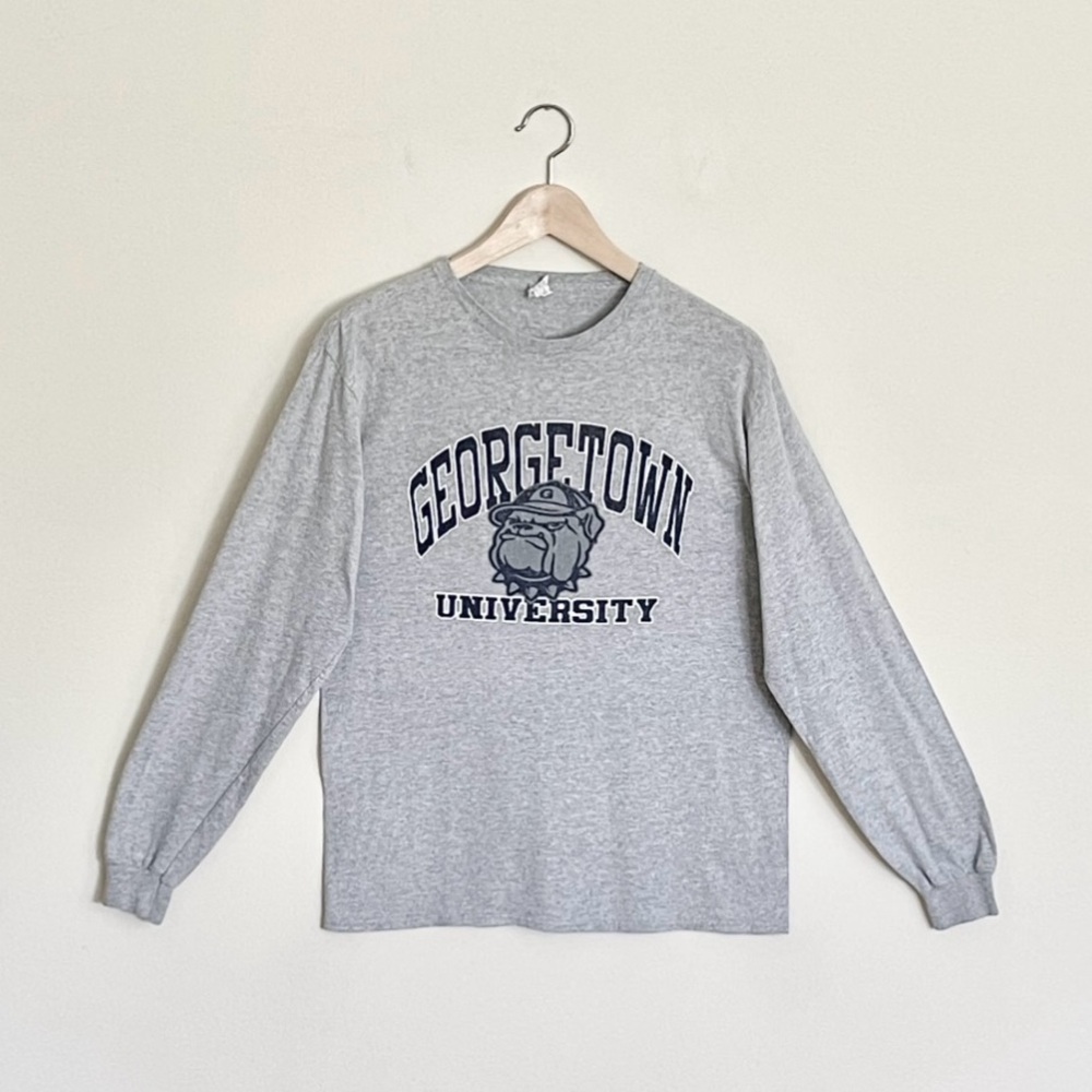 Vintage Y2K Georgetown University Hoyas Gray Long Sleeve T Shirt Adult Medium